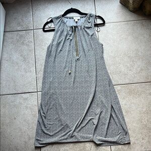 Michael Kors Dark Green and White Patterned Dress